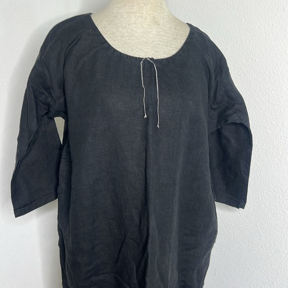 🔹 Jess Brown Oversize Linen Shift Dress - Picture 3 of 6